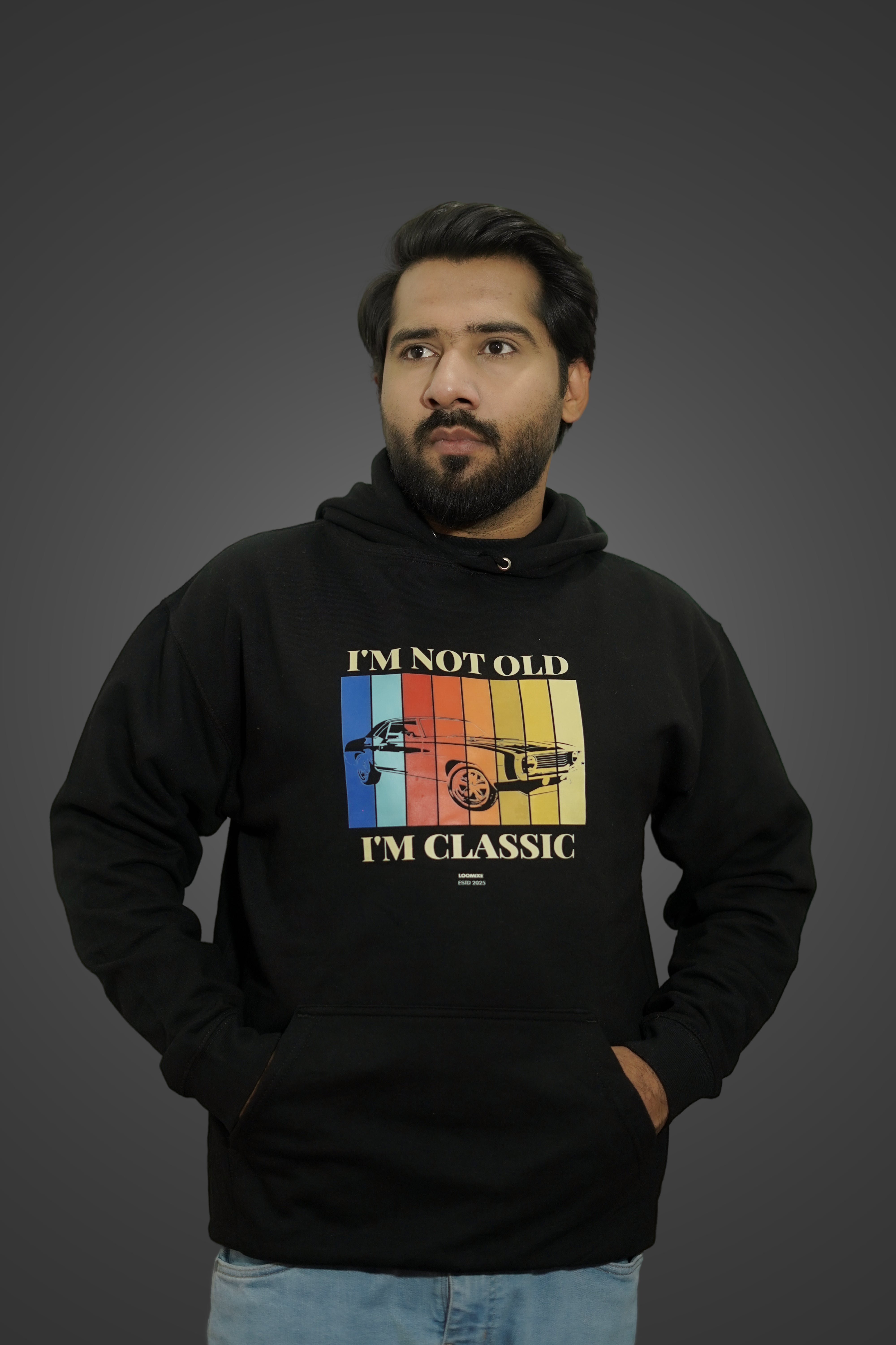 Bold Black Printed Hoodie – Stand Out in Style