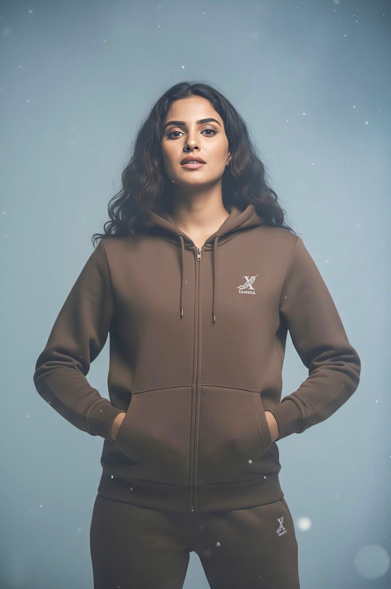 Classic Brown Zip-Up Hoodie for Women Soft and Stylish.